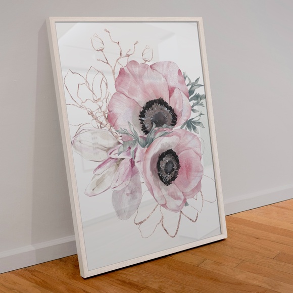Wall Art Watercolor Pink Flowers Print Unframed - Picture 2 of 10
